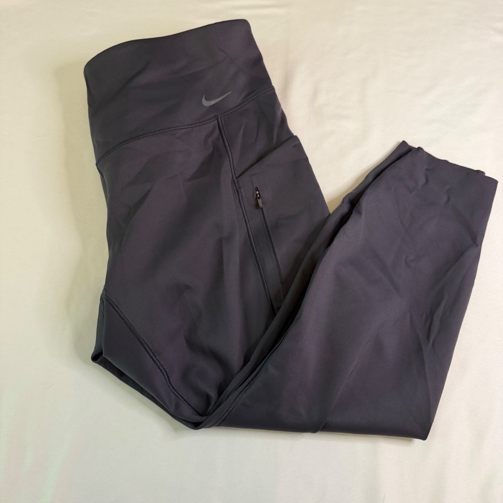 Nike Go Dri-FIT Firm Support High Waisted Leggings Purple 1X Pockets DQ5668-503